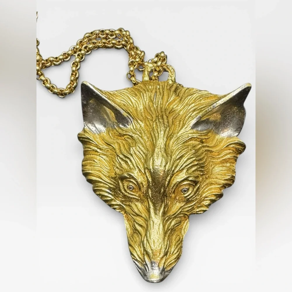 HARRY ROSENFELD Rare Vintage Figural WOLF Head Pendant Necklace